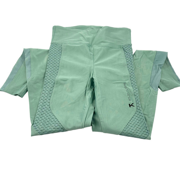 Koral Lustrous Pants - Koral Stilt Mesh-Paneled Coated Stretch Leggings in Sage SZ Small